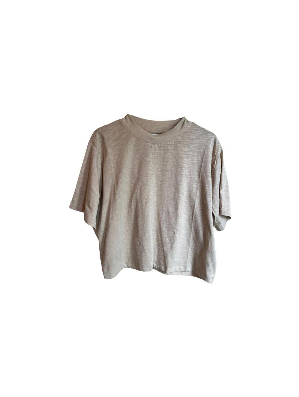 The Drop | Tan Short Sleeve Crop Top | Size Large | NWOT | 0867